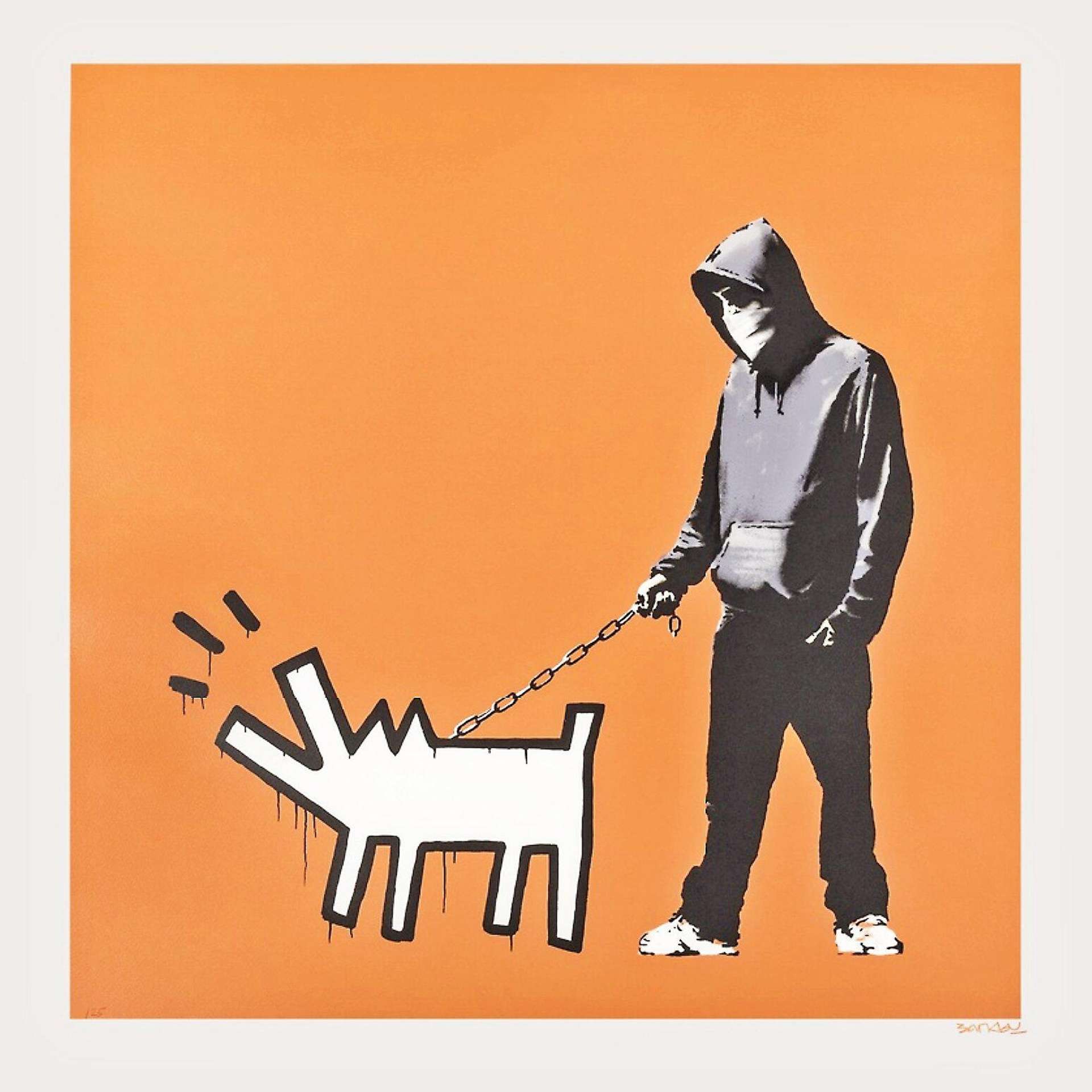 Choose Your Weapon (Orange) — original signed screenprint in colours on wove paper artwork by Banksy, 70 × 70 cm, 2010, Choose Your Weapon, available at Causon Daniels