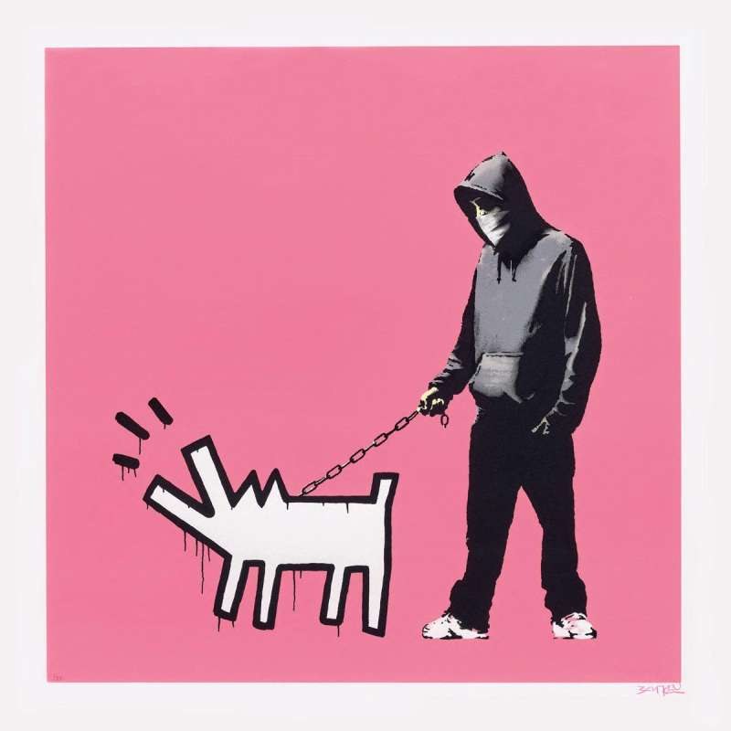 Choose Your Weapon (Pink) — original signed screenprint in colours on wove paper artwork by Banksy, 70 × 70 cm, 2010, Choose Your Weapon, available at Causon Daniels