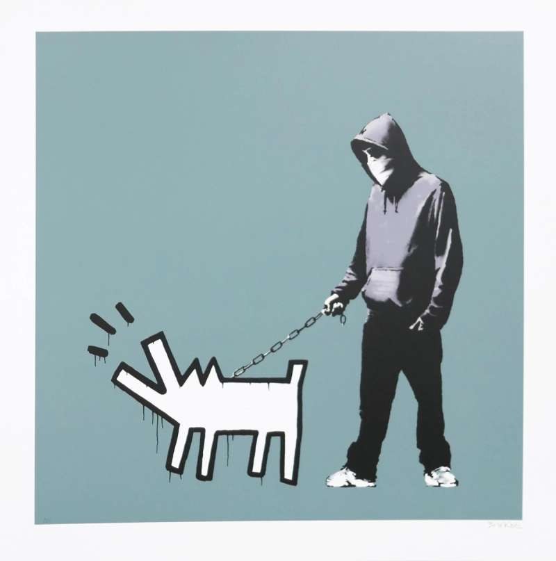 Choose Your Weapon (Slate) — original signed screenprint in colours on wove paper artwork by Banksy, 70 × 70 cm, 2010, Choose Your Weapon, available at Causon Daniels