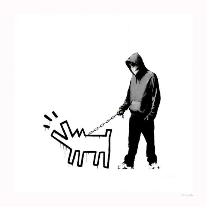 Choose Your Weapon (White) — original signed screenprint in colours on wove paper artwork by Banksy, 70 × 70 cm, 2010, Choose Your Weapon, available at Causon Daniels