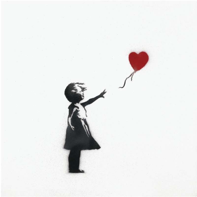 Girl With Balloon (Canvas) — original spray paint and stencil on canvas artwork by Banksy, Dimensions on request, 2005, Girl With Balloon, available at Causon Daniels