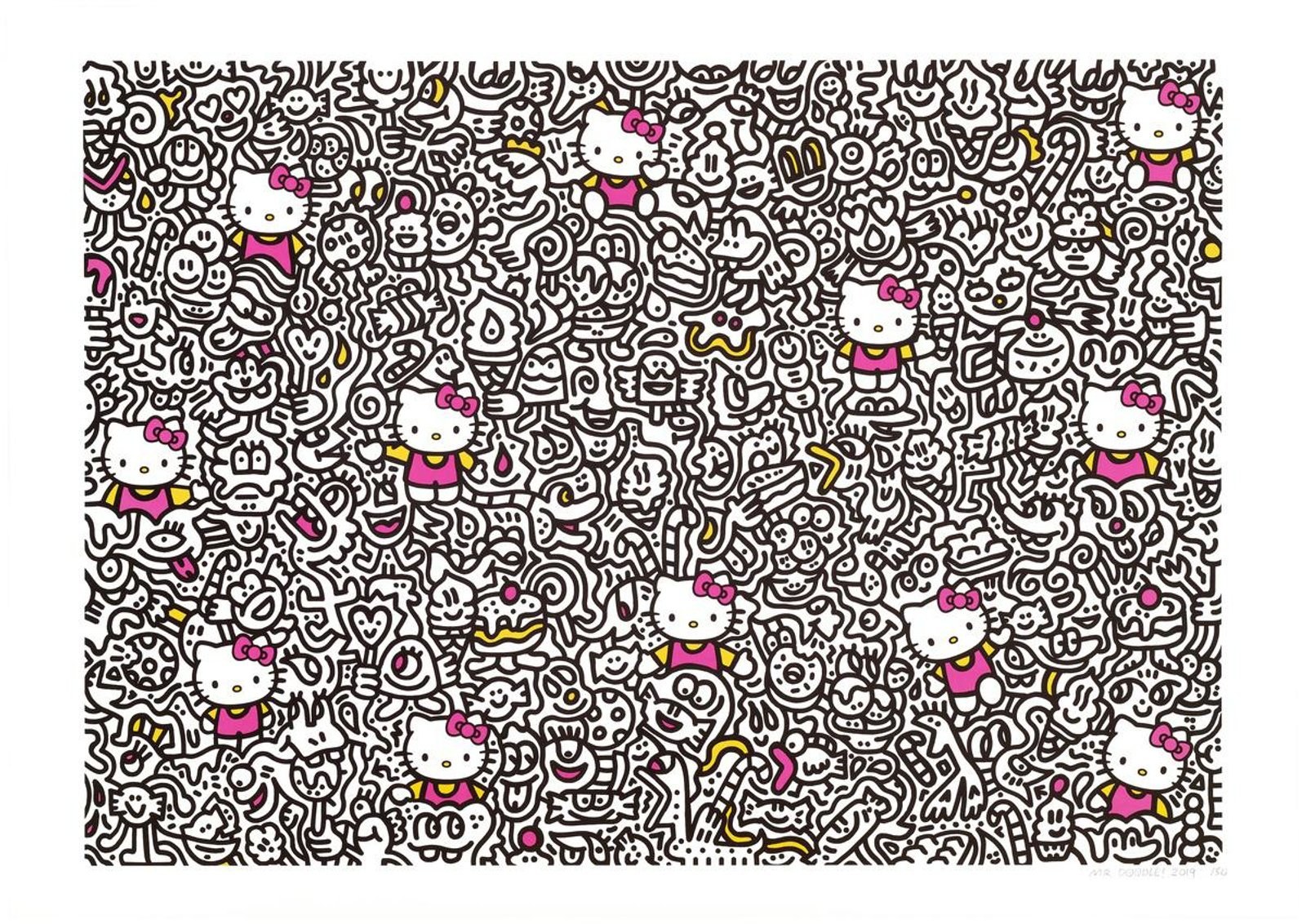 Hello Kitty — original signed giclee artwork by Mr Doodle, 37 x 52cm, 2019, Kitty, available at Causon Daniels