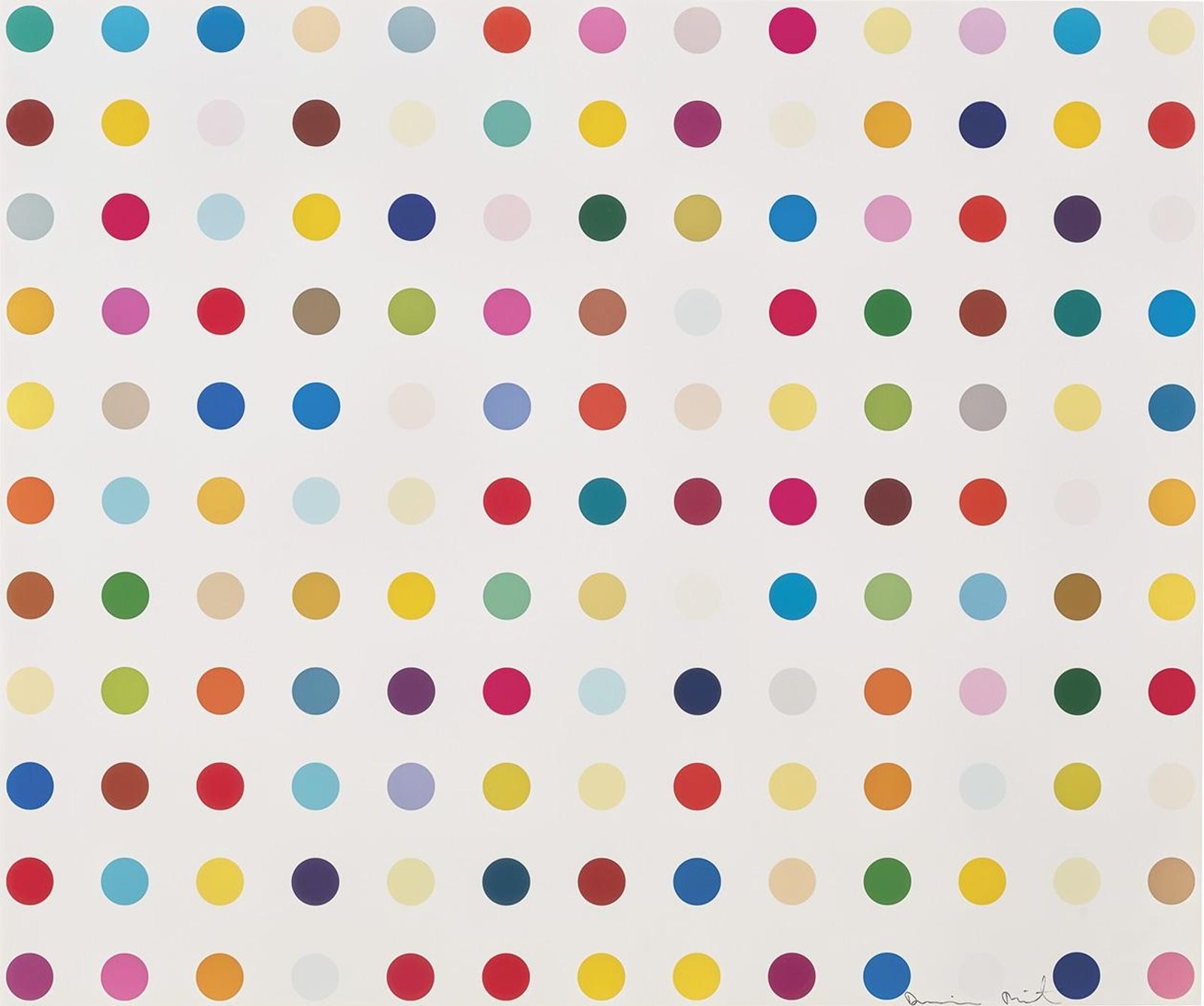 Lysergic Acid Diethylamide (LSD) — original signed digital print artwork by Damien Hirst, 127 x 107cm, 2000, Spots, available at Causon Daniels