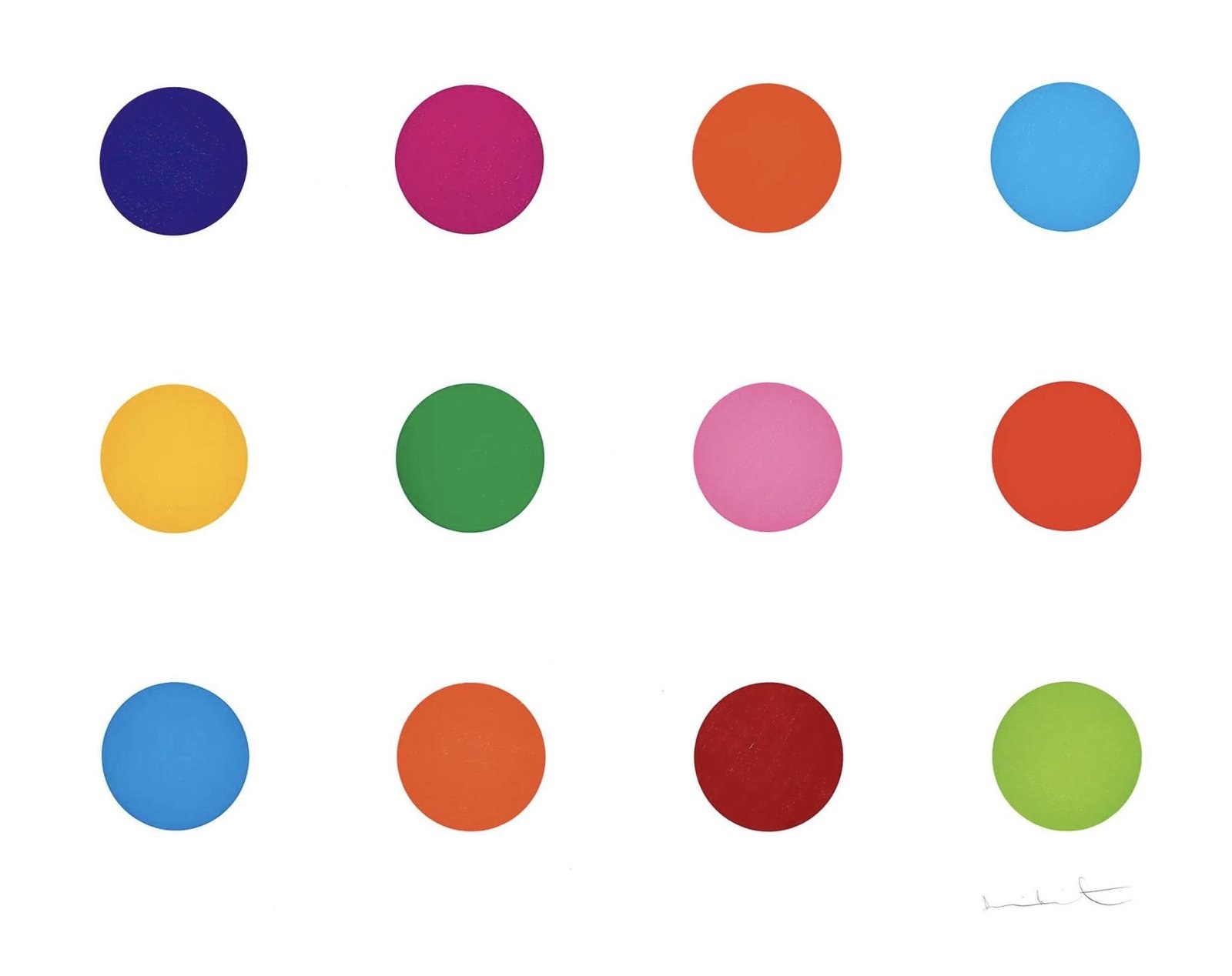 Tyloxapol — original signed woodcut artwork by Damien Hirst, 93 x 121cm, 2010, Spots, available at Causon Daniels