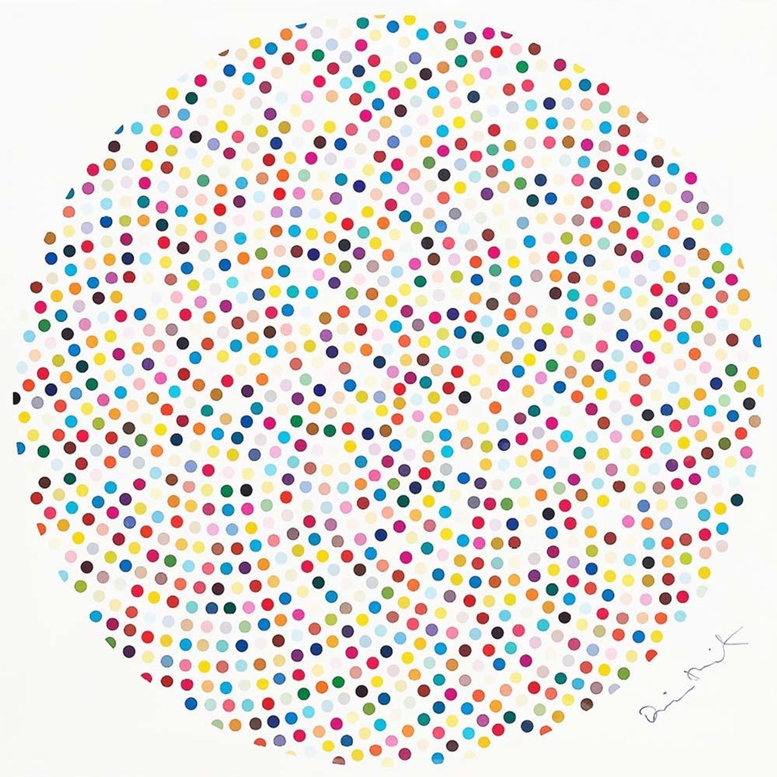Valium — original signed digital print artwork by Damien Hirst, 125 x 125cm, 2000, Spots, available at Causon Daniels