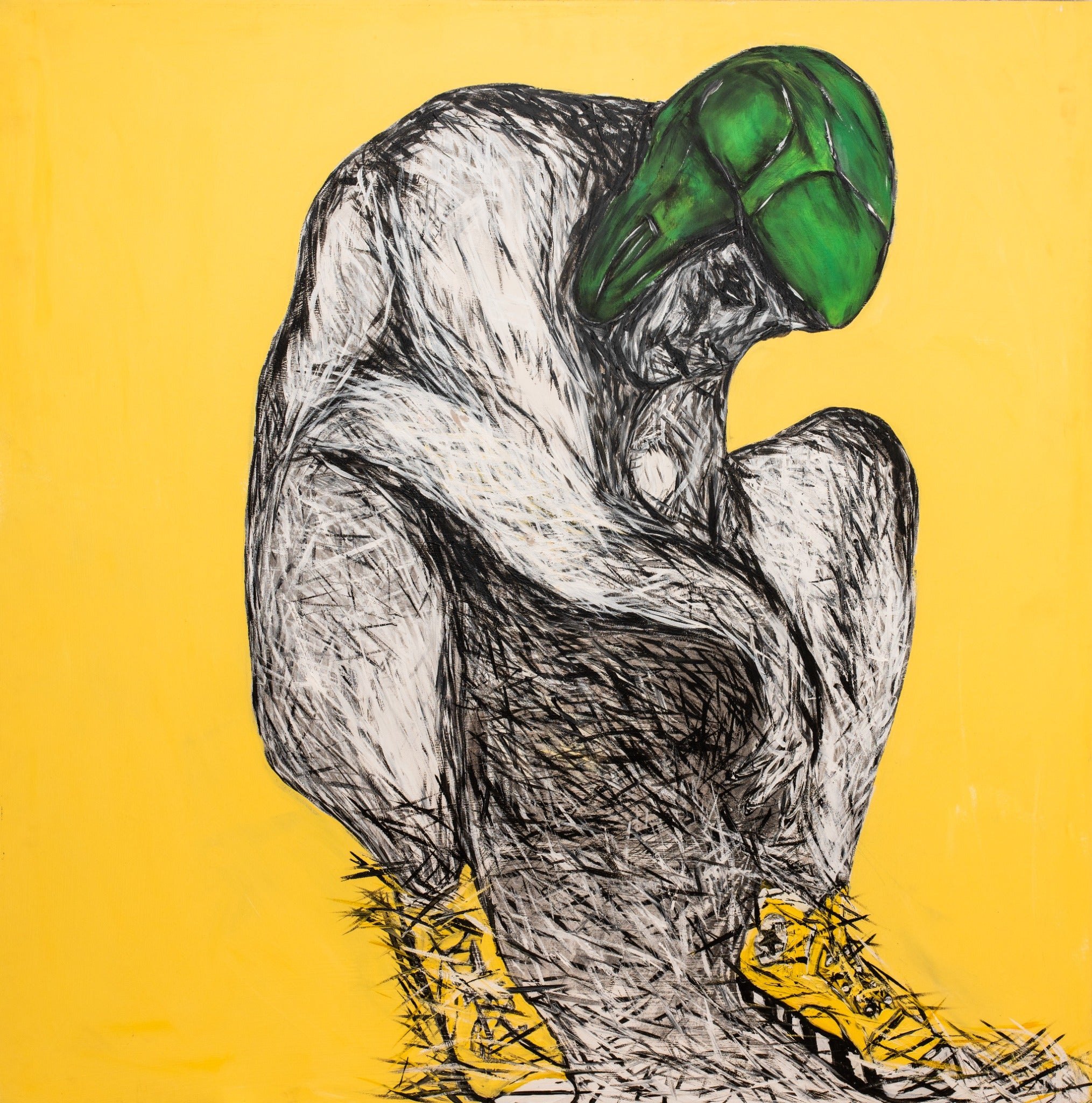 Isolation Island 11 — original stencil on canvas artwork by Aidan Phelan, 120 × 120 cm, 2025, Isolation Island, available at Causon Daniels