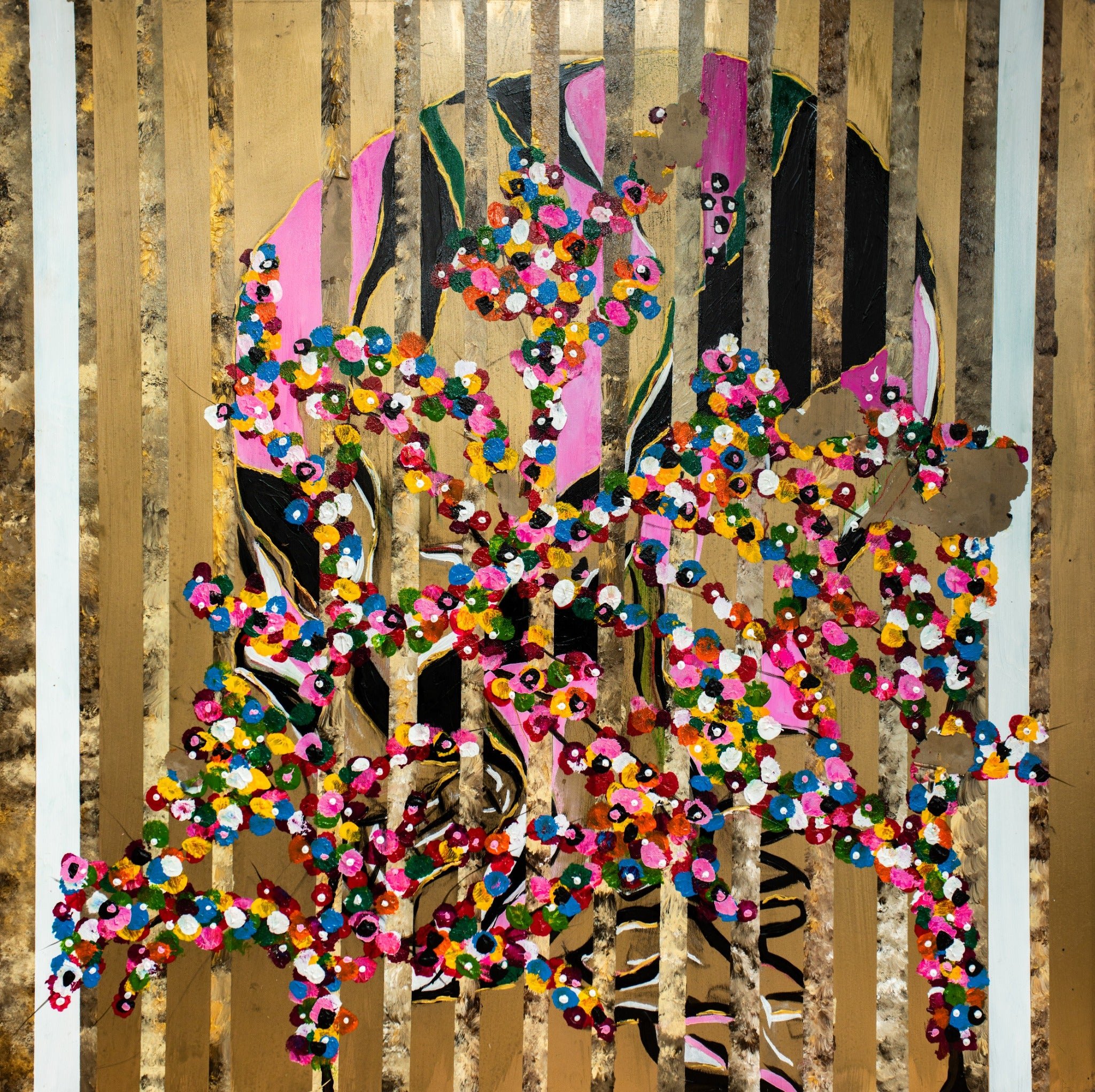 Isolation Island 24 — original stencil on canvas artwork by Aidan Phelan, 120 × 120 cm, 2025, Isolation Island, available at Causon Daniels