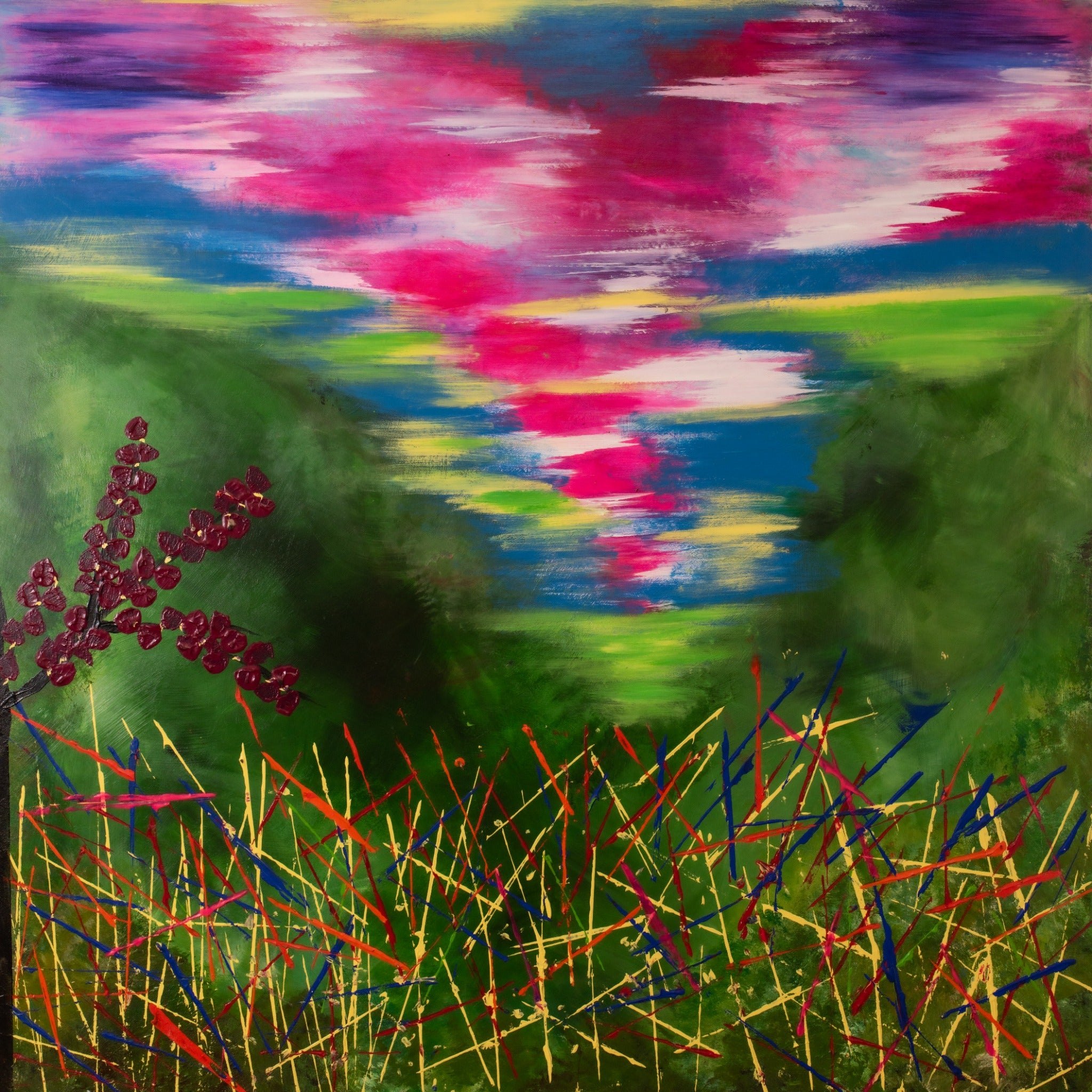 Isolation Island 31 — original stencil on canvas artwork by Aidan Phelan, 120 × 120 cm, 2025, Isolation Island, available at Causon Daniels