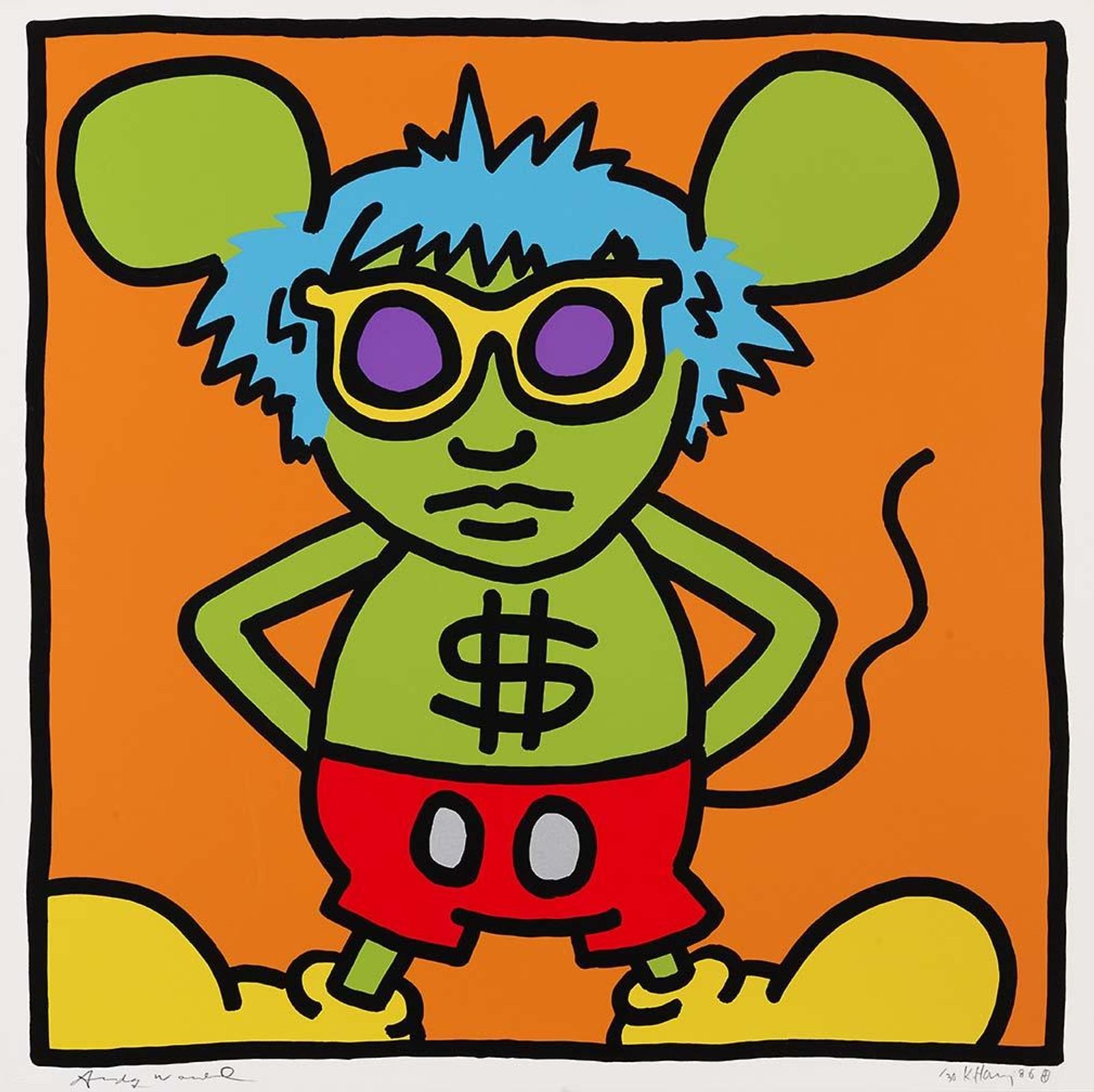 Andy Mouse 4 — original signed screenprint artwork by Keith Haring, 96 x 96cm, 1986, Andy Mouse, available at Causon Daniels
