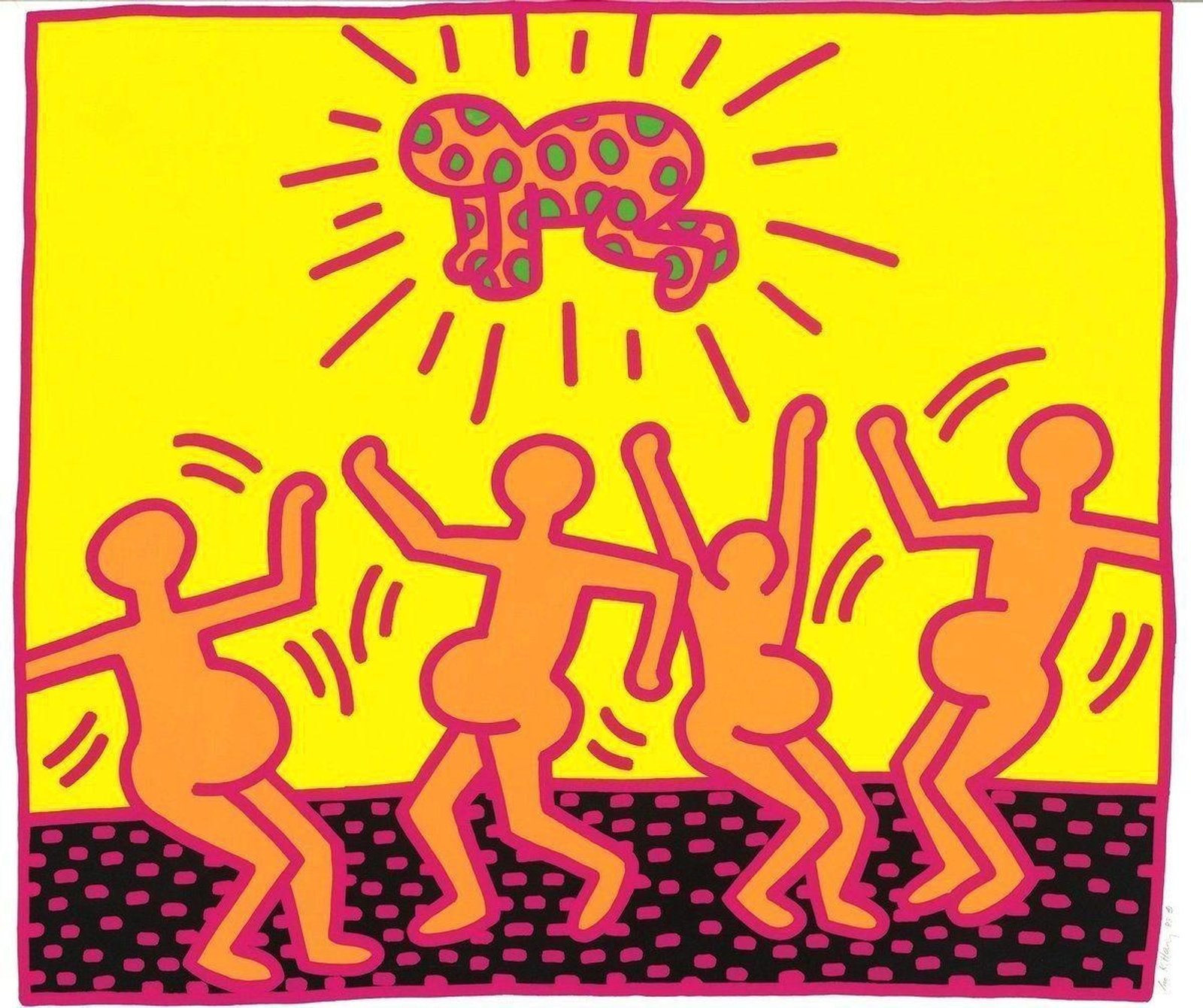 Fertility 1 — original signed screenprint artwork by Keith Haring, 107 x 126cm, 1983, Fertility Suite, available at Causon Daniels