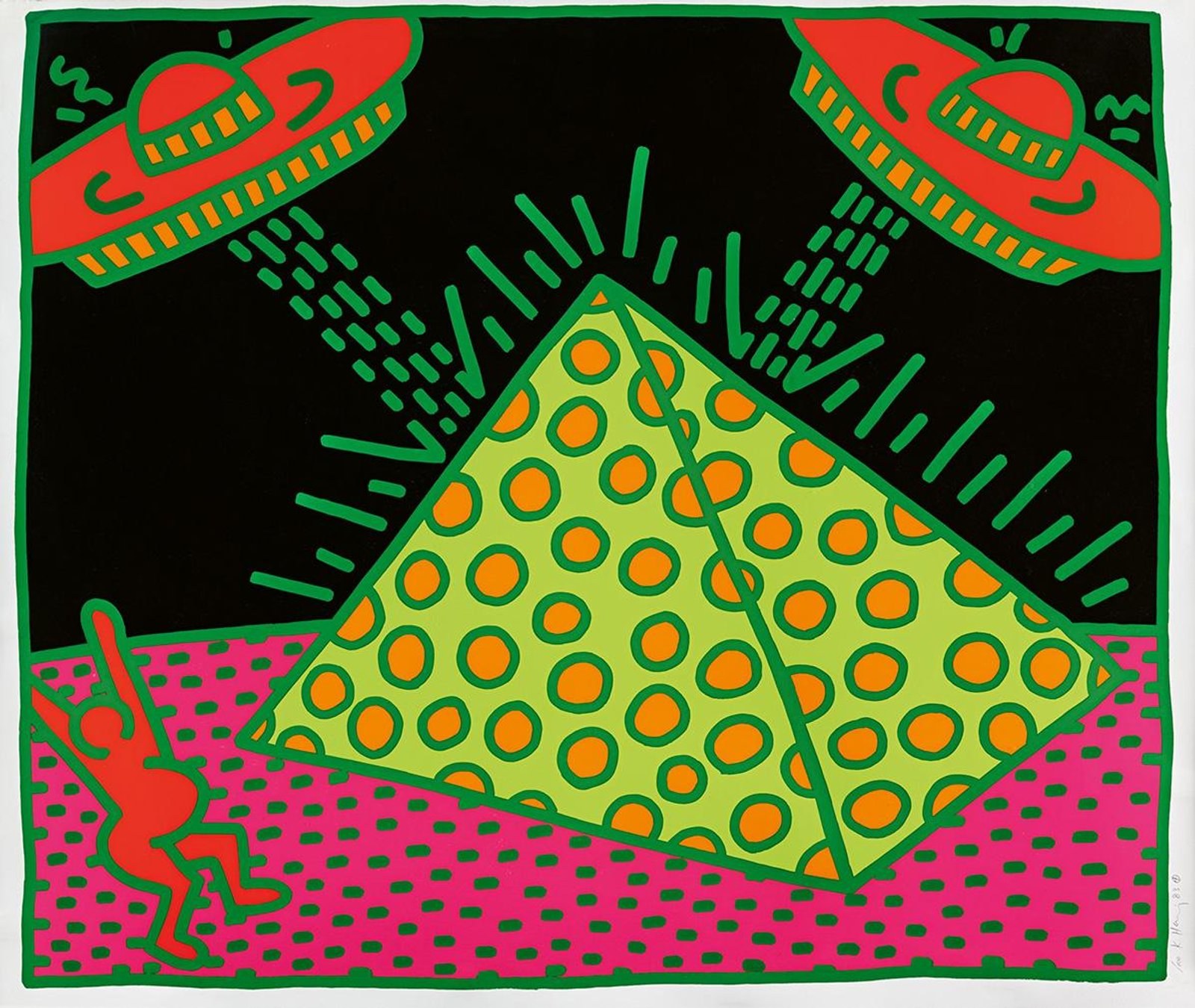Fertility 2 — original signed screenprint artwork by Keith Haring, 107 x 126cm, 1983, Fertility Suite, available at Causon Daniels