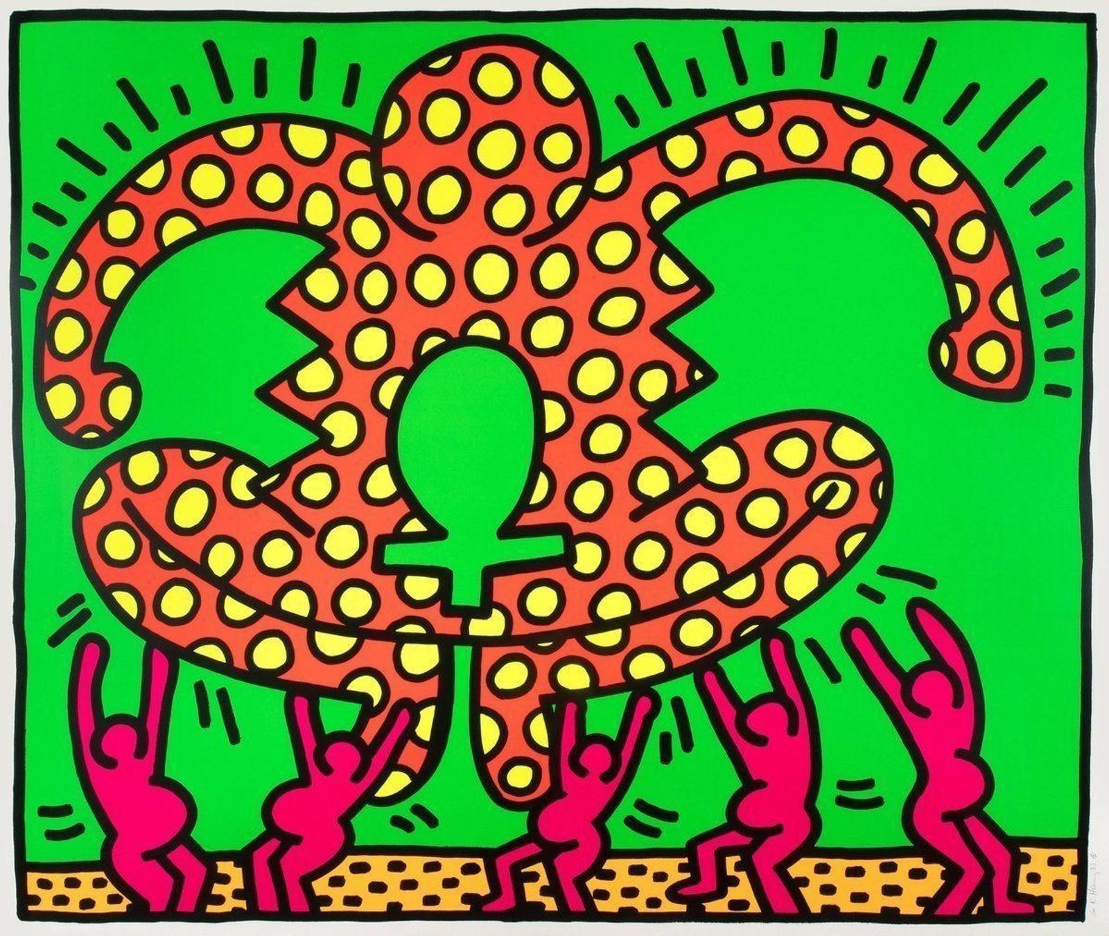 Fertility 5 — original signed screenprint artwork by Keith Haring, 107 x 126cm, 1983, Fertility Suite, available at Causon Daniels
