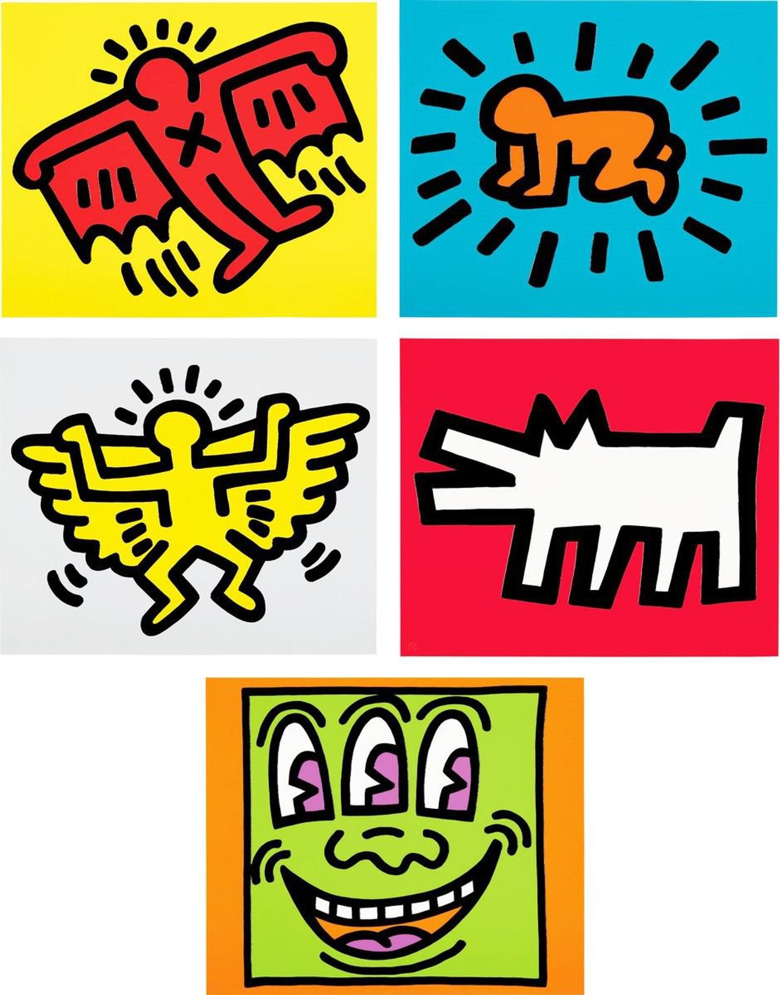 Icons (complete set) — original signed screenprint artwork by Keith Haring, 67 x 57cm, 1990, Icons, available at Causon Daniels
