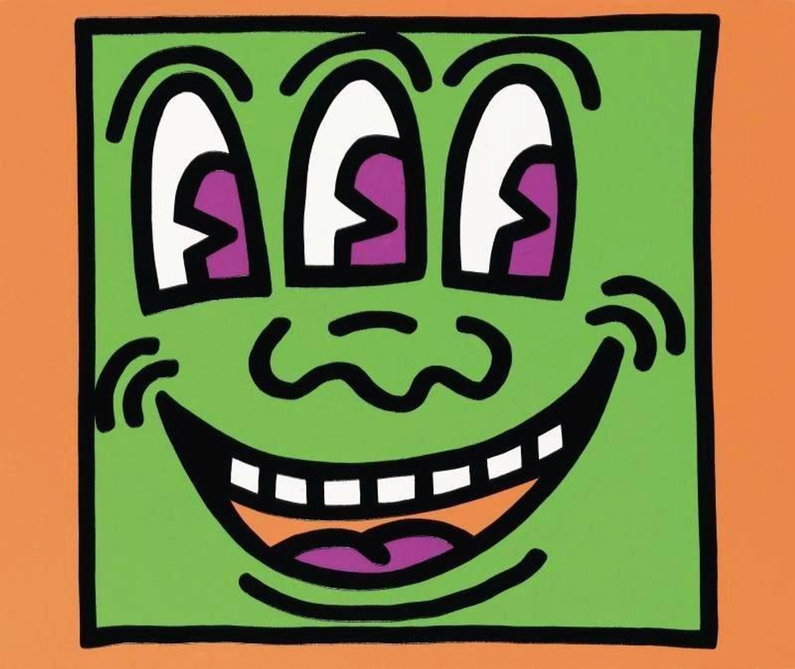 Three Eyed Monster — original signed screenprint artwork by Keith Haring, 53 x 64cm, 1990, Icons, available at Causon Daniels