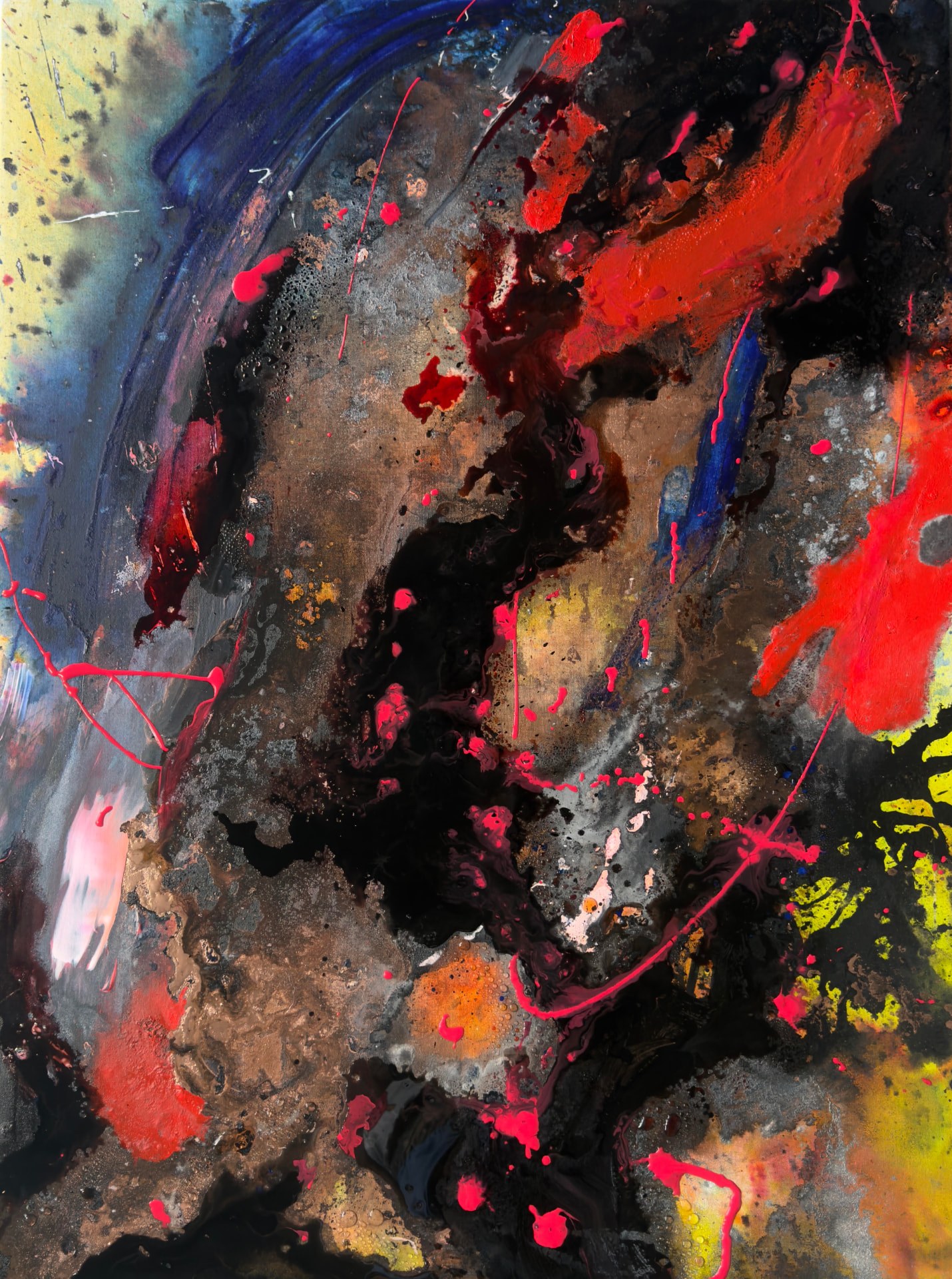 Volcano — original mixed media on canvas artwork by Marta Salerno, 30 x 40in, 2026, available at Causon Daniels