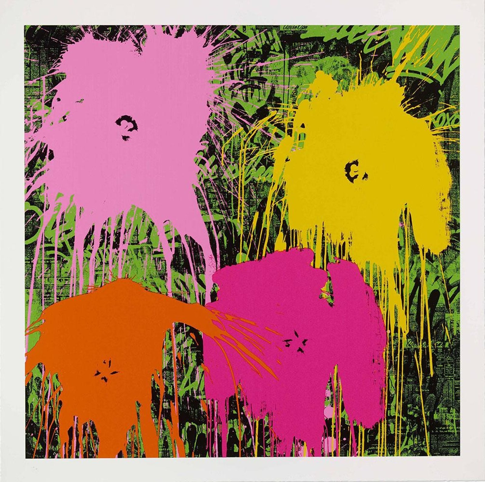 Flowarh$ I — original signed screenprint artwork by Mr Brainwash, 122 x 122cm, 2021, Flowarh$, available at Causon Daniels