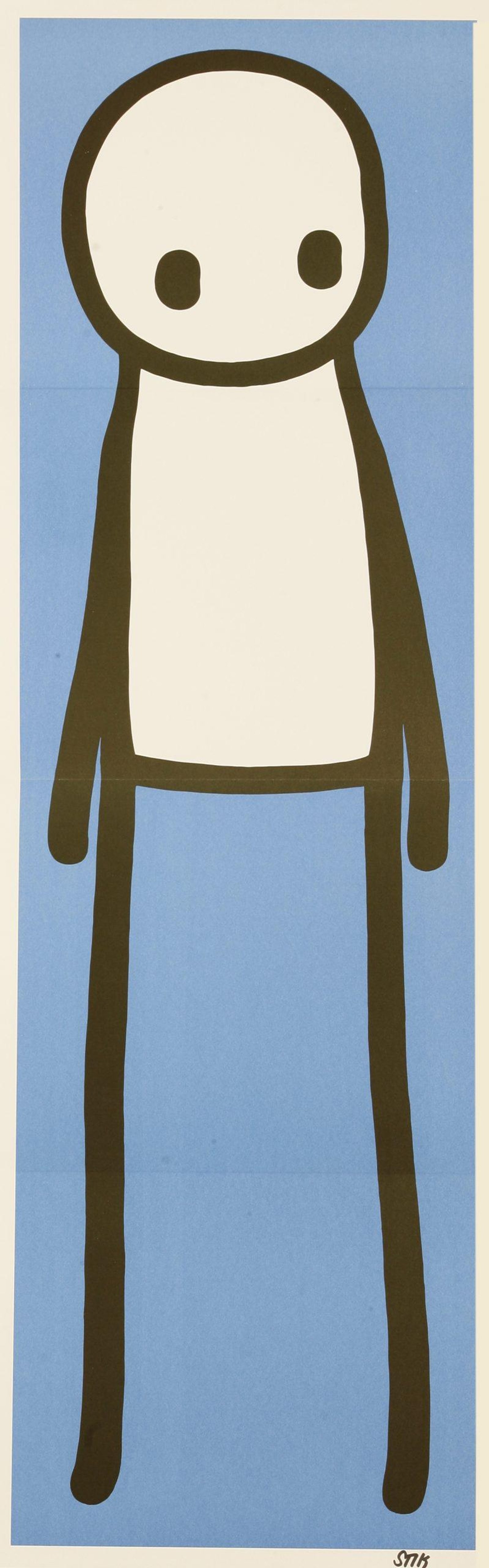 Standing Figure (blue) — original signed lithograph artwork by Stik, 76 x 24cm, 2015, Standing Figure, available at Causon Daniels