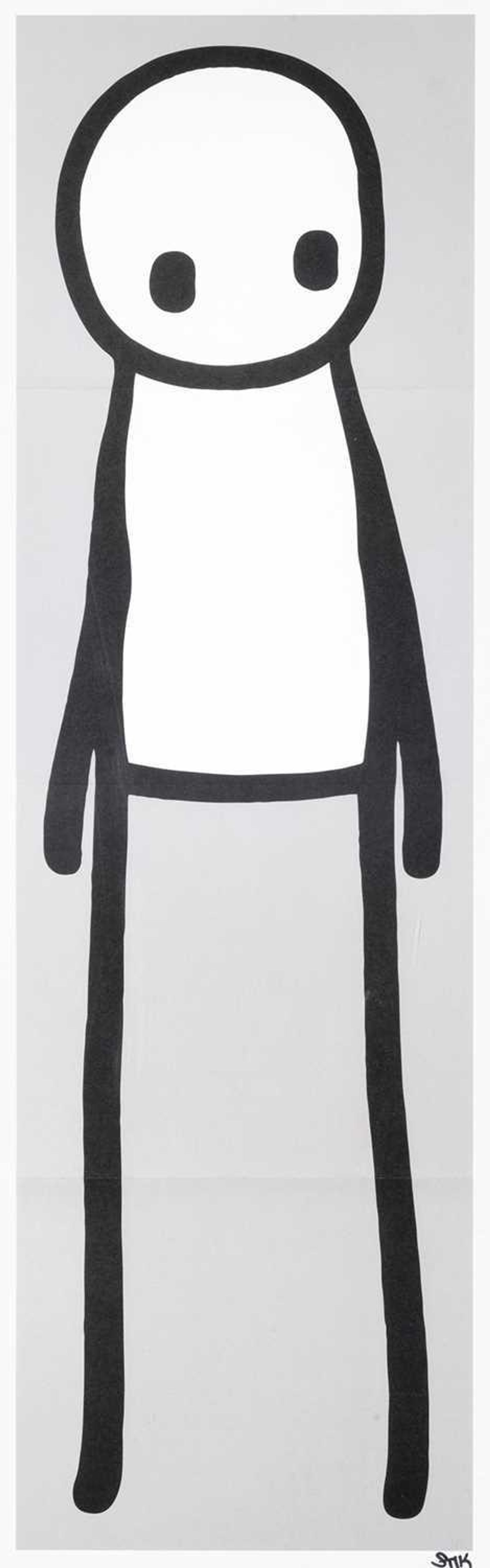 Standing Figure (grey) — original signed lithograph artwork by Stik, 76 x 24cm, 2018, Standing Figure, available at Causon Daniels