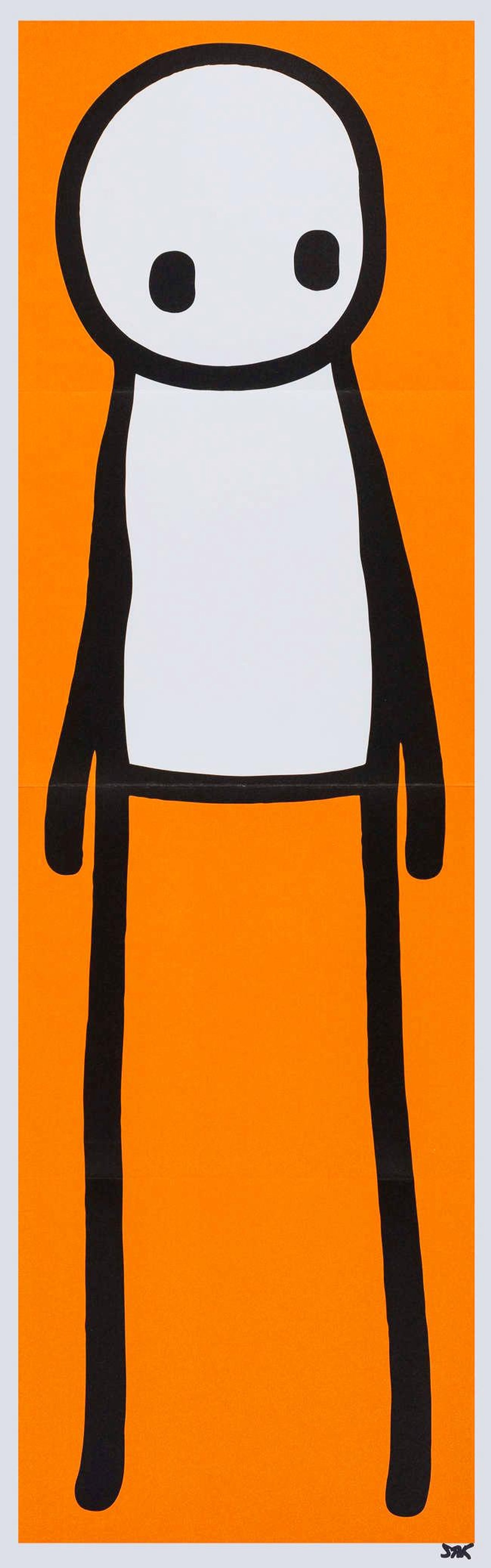 Standing Figure (orange) — original signed lithograph artwork by Stik, 76 x 24cm, 2015, Standing Figure, available at Causon Daniels