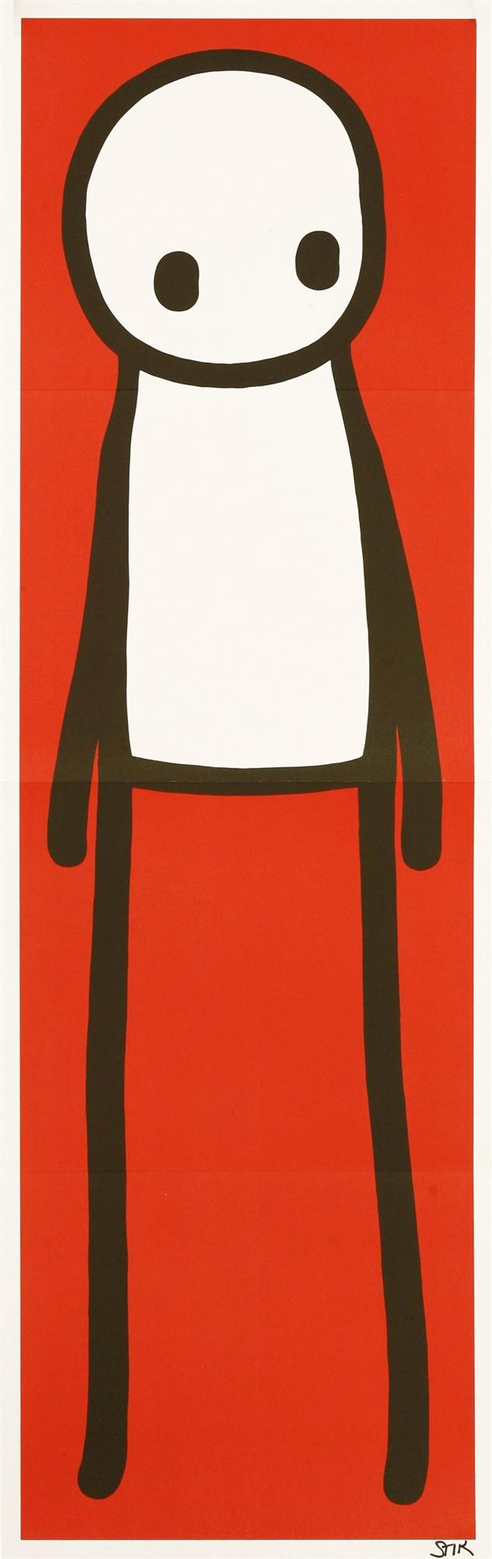 Standing Figure (red) — original signed lithograph artwork by Stik, 76 x 24cm, 2015, Standing Figure, available at Causon Daniels