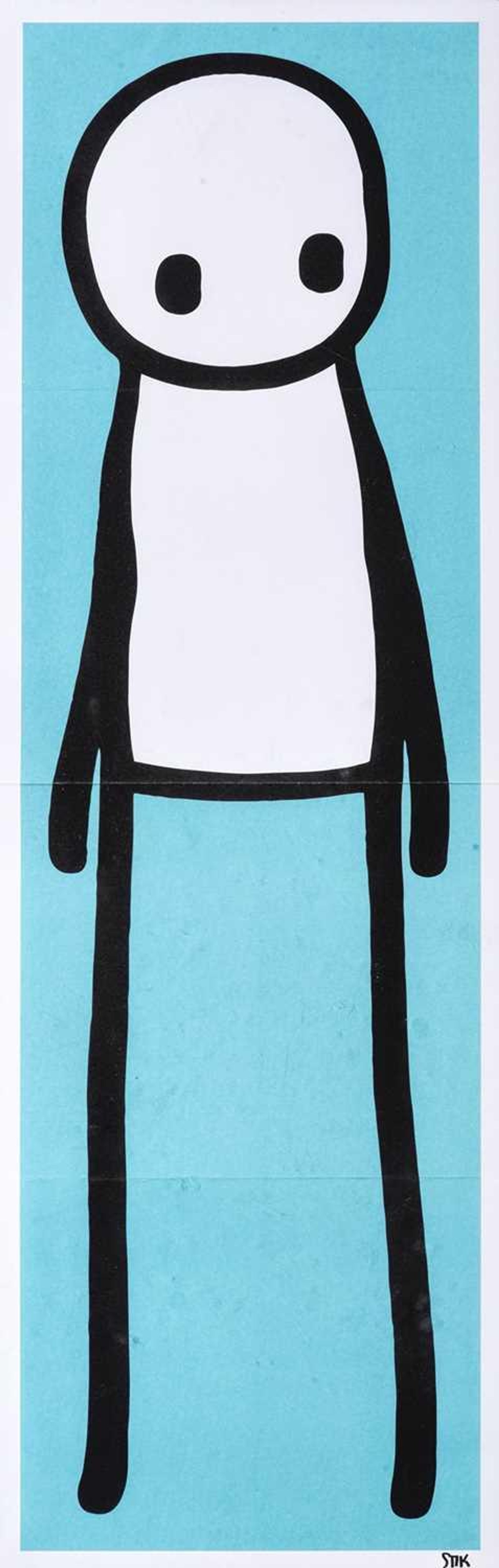 Standing Figure (teal) — original signed lithograph artwork by Stik, 76 x 24cm, 2015, Standing Figure, available at Causon Daniels