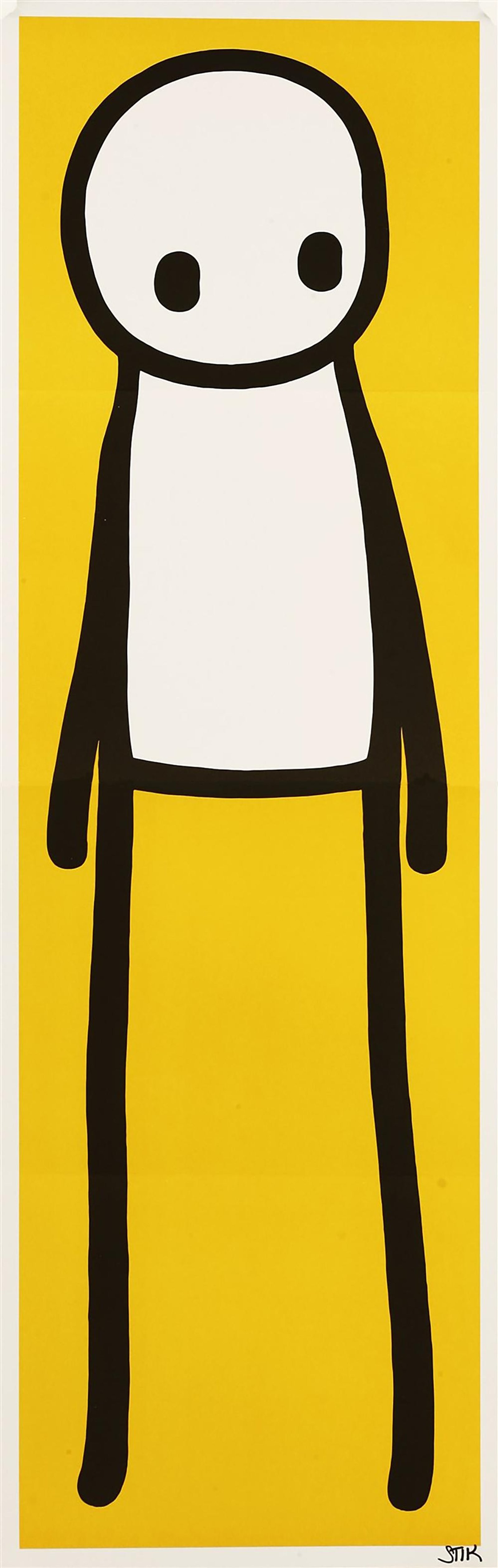 Standing Figure (yellow) — original signed lithograph artwork by Stik, 76 x 24cm, 2015, Standing Figure, available at Causon Daniels