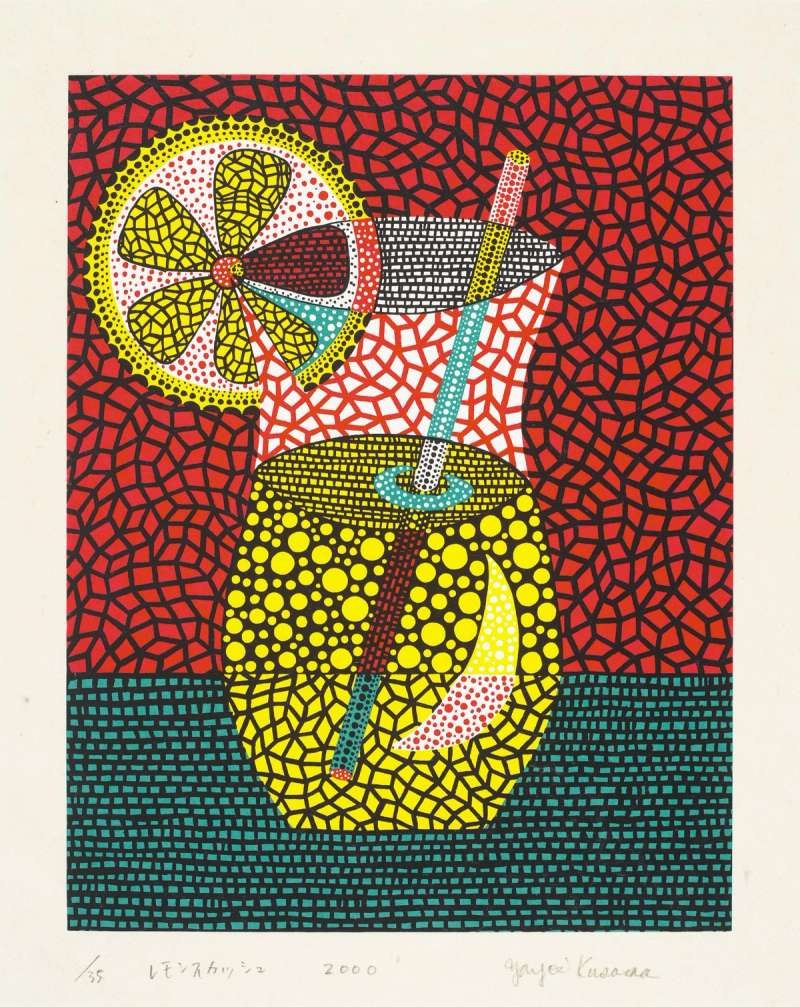 Lemon Squash (Red) — original signed screenprint in colours on wove paper artwork by Yayoi Kusama, Dimensions on request, 2000, Lemon Squash, available at Causon Daniels